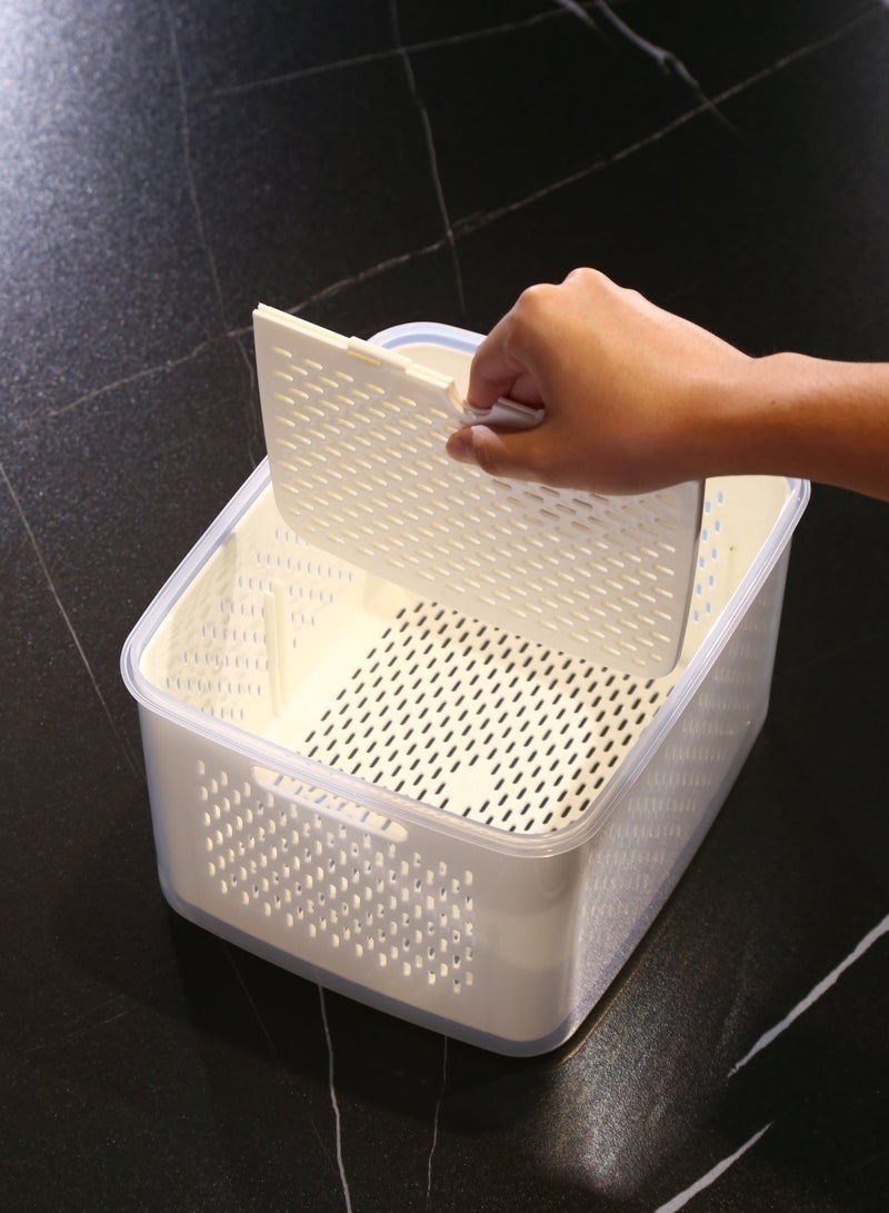 MEDOOSI 6PCS-Kitchen Storage Boxes - Airtight, Microwave & Freezer Safe | Fridge & Pantry Organizers | Durable Containers with 6 Draining Baskets & Dividers | For Kitchen, Food & Vegetables. - Image 4