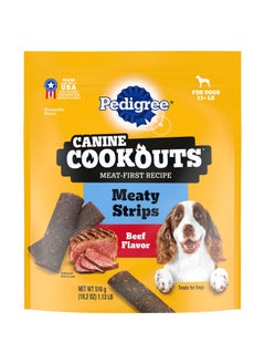 Pedigree Canine Cookout Soft Dog Treats, Beef Flavored Meaty Strips, 18.2 oz. Bag, Pack of 4