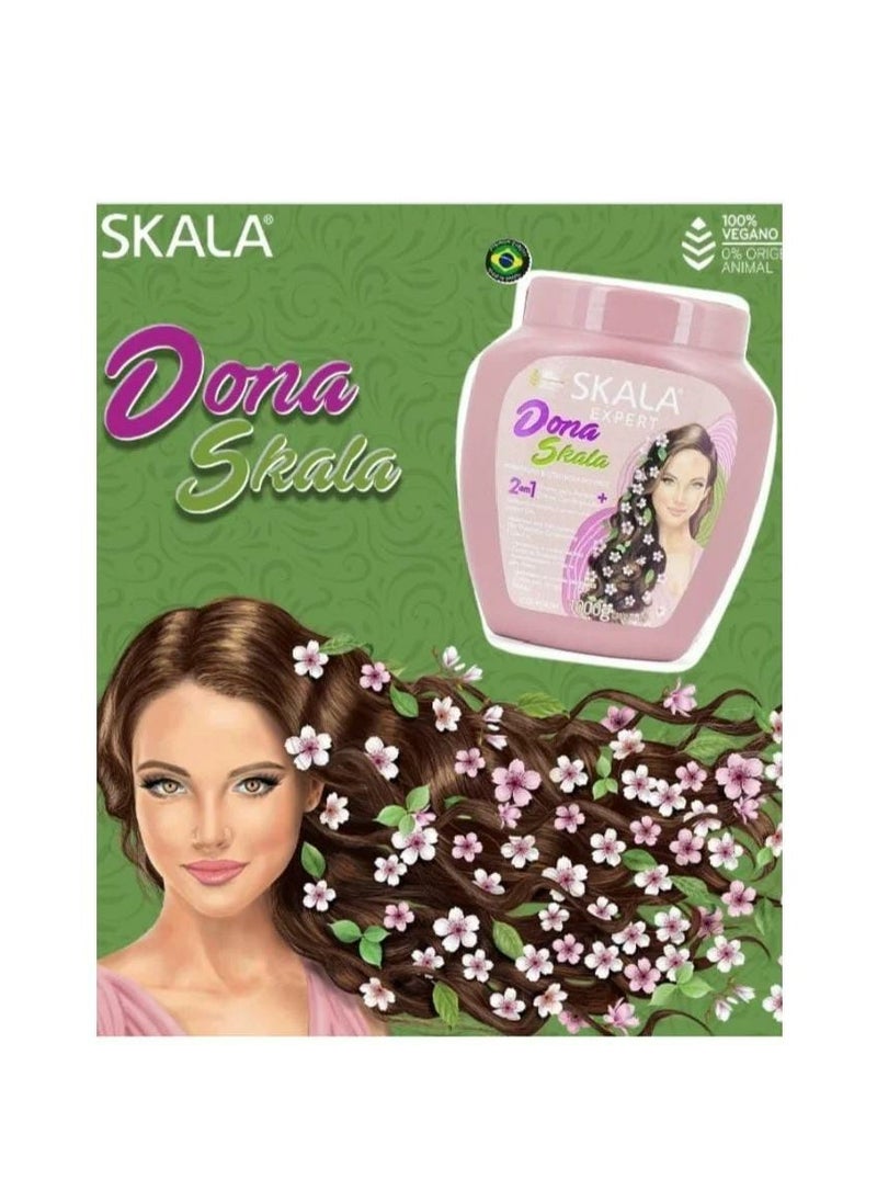 SKALA - Skala Donna 2-in-1 Hair Treatment and Oil Bath Cream, 100% Vegetarian, for Styling Wavy, Curly and Straight Hair It Works to Moisturize and Define the Shape of the Strands. It Is Rich in Extracts of Sunflower Oil, Coconut Oil, Avocado and Flaxseed Oil (1000g) - Image 1