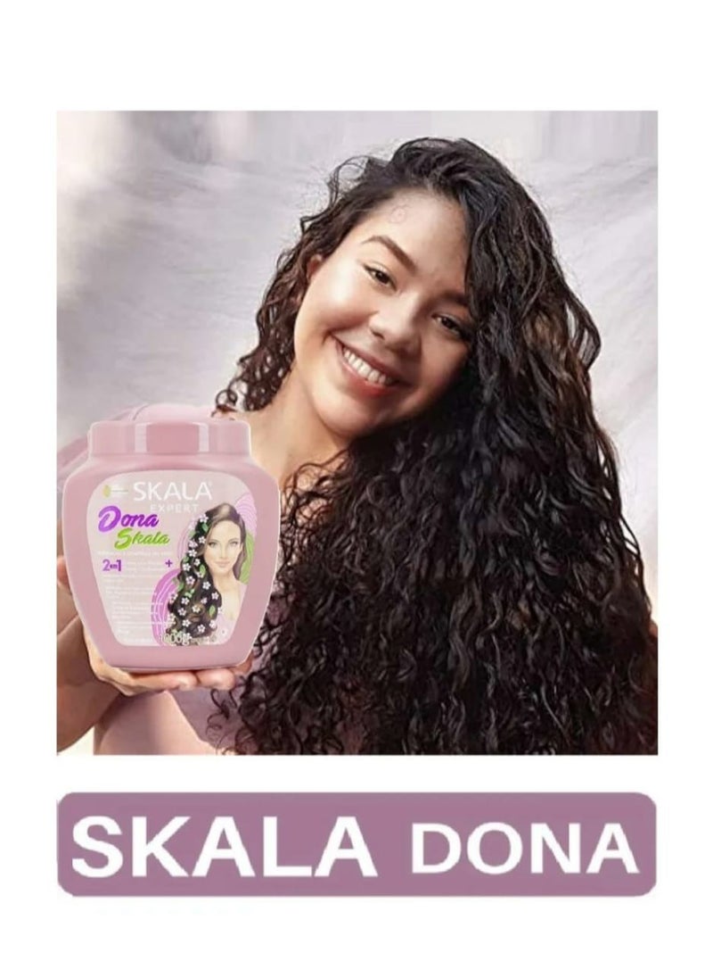 SKALA - Skala Donna 2-in-1 Hair Treatment and Oil Bath Cream, 100% Vegetarian, for Styling Wavy, Curly and Straight Hair It Works to Moisturize and Define the Shape of the Strands. It Is Rich in Extracts of Sunflower Oil, Coconut Oil, Avocado and Flaxseed Oil (1000g) - Image 1