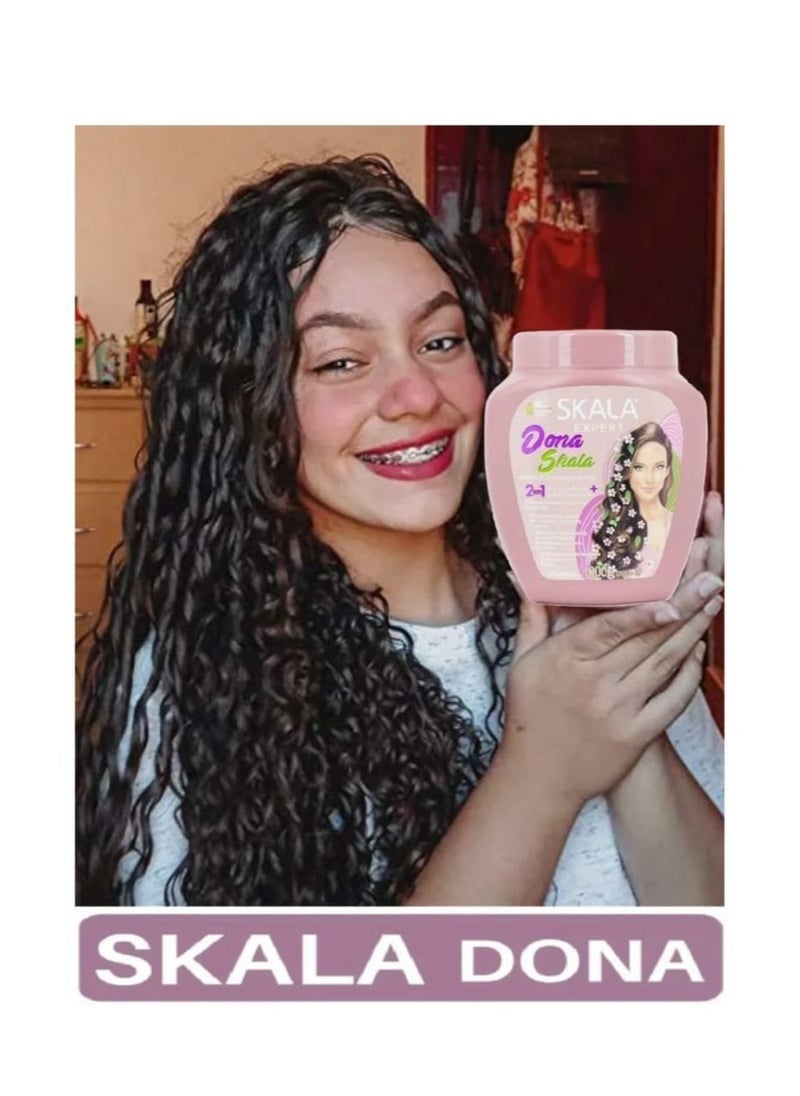 SKALA - Skala Donna 2-in-1 Hair Treatment and Oil Bath Cream, 100% Vegetarian, for Styling Wavy, Curly and Straight Hair It Works to Moisturize and Define the Shape of the Strands. It Is Rich in Extracts of Sunflower Oil, Coconut Oil, Avocado and Flaxseed Oil (1000g) - Image 1