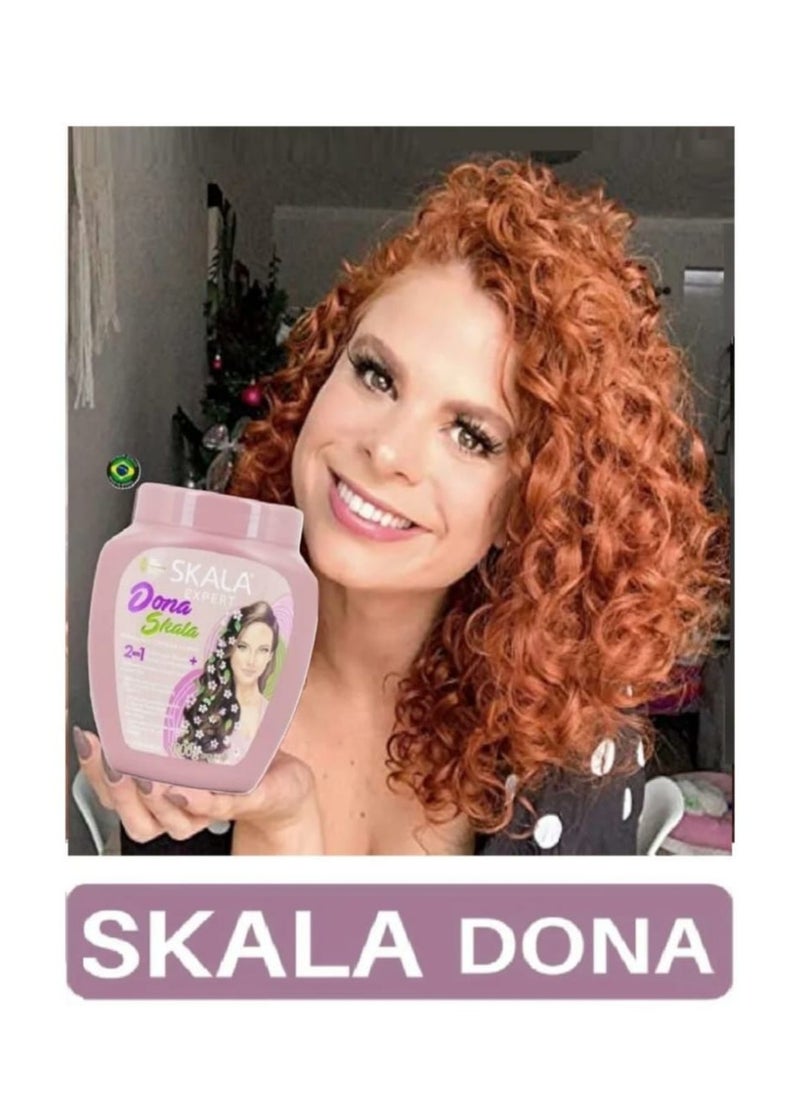SKALA - Skala Donna 2-in-1 Hair Treatment and Oil Bath Cream, 100% Vegetarian, for Styling Wavy, Curly and Straight Hair It Works to Moisturize and Define the Shape of the Strands. It Is Rich in Extracts of Sunflower Oil, Coconut Oil, Avocado and Flaxseed Oil (1000g) - Image 1