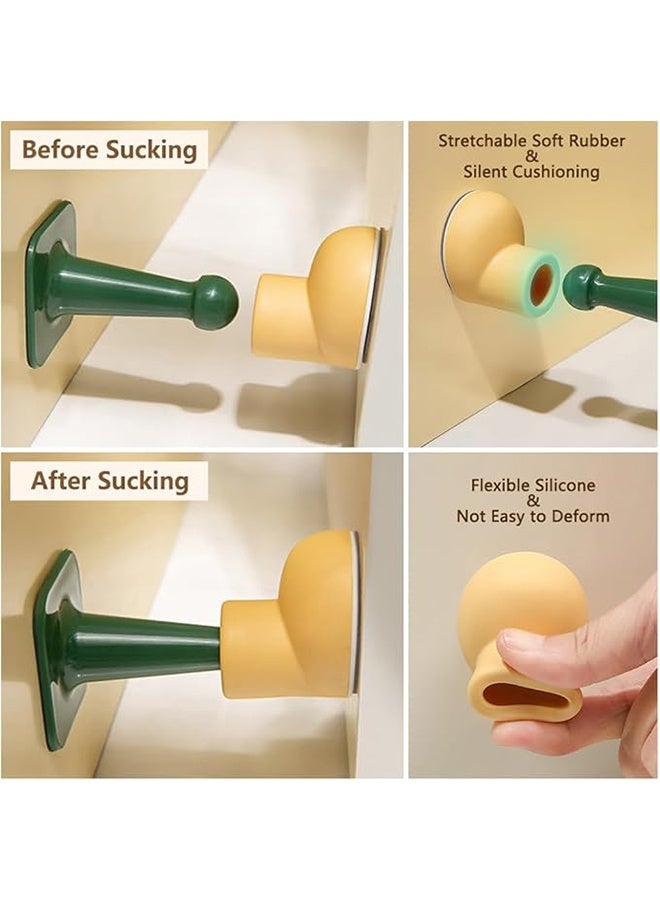 4-Pack Cute Wall Door Stop, Silicone Door Stop Self-Adhesive, No Drilling, Decorative Door Frame Stopper, Keep Open Suitable for kitchen, bedroom, study (green)  - Image 3