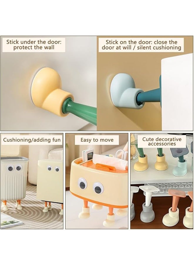 4-Pack Cute Wall Door Stop, Silicone Door Stop Self-Adhesive, No Drilling, Decorative Door Frame Stopper, Keep Open Suitable for kitchen, bedroom, study (green)  - Image 4