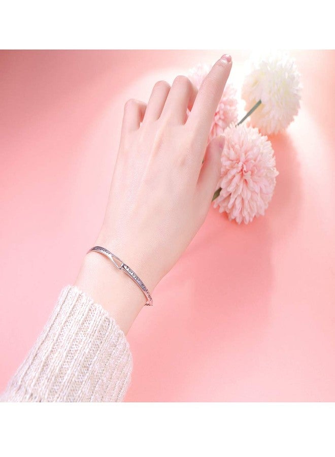 FLYOW Sterling Silver Always My Sister Forever My Friend Inspirational Adjustable Infinity Bracelet Friendship Jewelry for Women - Image 3