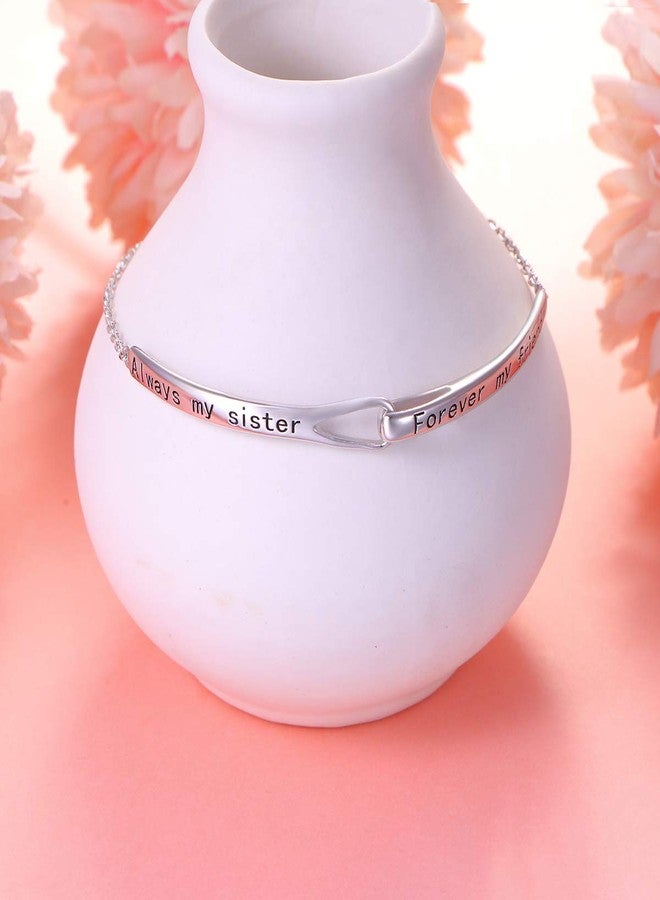 FLYOW Sterling Silver Always My Sister Forever My Friend Inspirational Adjustable Infinity Bracelet Friendship Jewelry for Women - Image 2