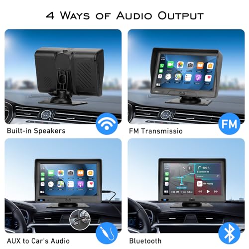 EVERSECU ستيريو سيارة بشاشة تعمل باللمس 7 بوصة وكاميرا خلفية من EVERSECU، Apple CarPlay وAndroid Auto، راديو سيارة محمول مع بلوتوث بدون استخدام اليدين/رابط مرآة/خرائط الملاحة/تحكم صوتي/AUX، للشاحنات وSUV - Image 5