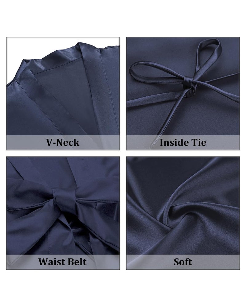Goodmansam Women's Simplicity Stlye Bridesmaid Wedding Party Kimono Robes, Short,Denim Blue4,Small - Image 5