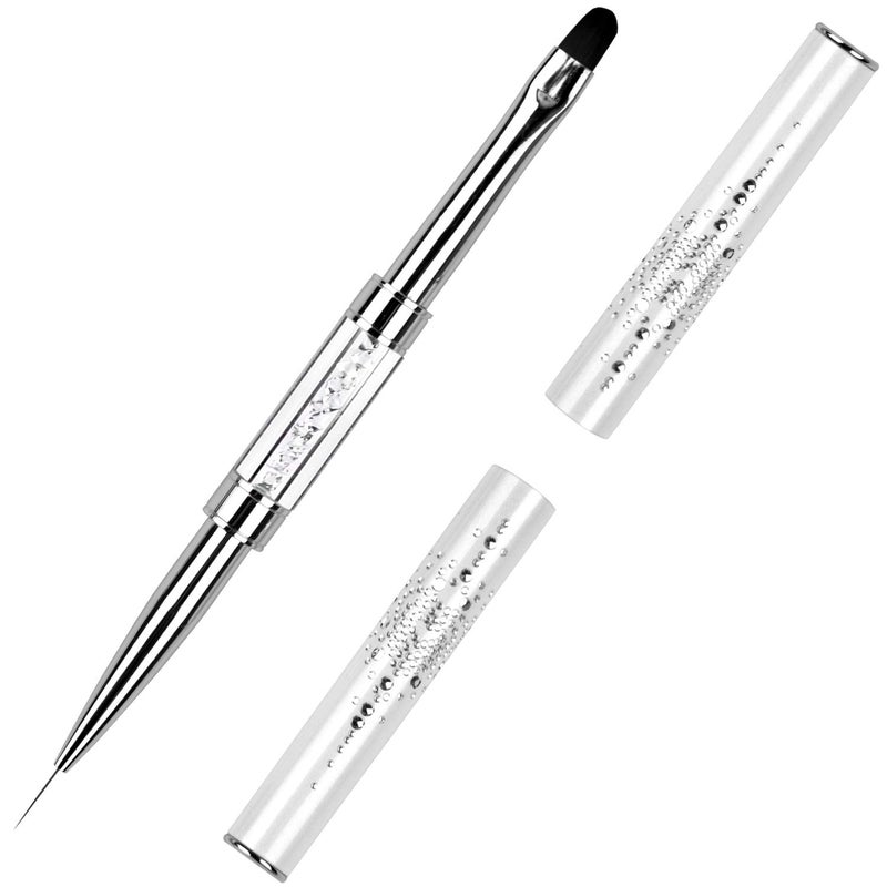 Ycyan 1Pcs Dual-ended Nail Design Brush Rhinestone Handle UV Gel Nail Brush Professional Nail Art Tools - Image 1