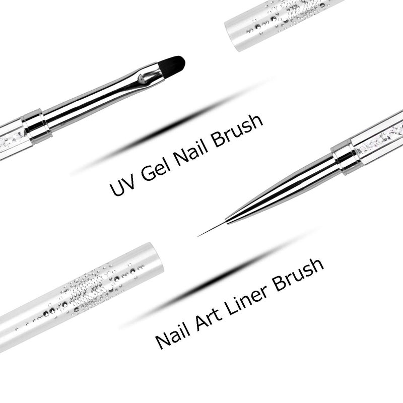 Ycyan 1Pcs Dual-ended Nail Design Brush Rhinestone Handle UV Gel Nail Brush Professional Nail Art Tools - Image 4