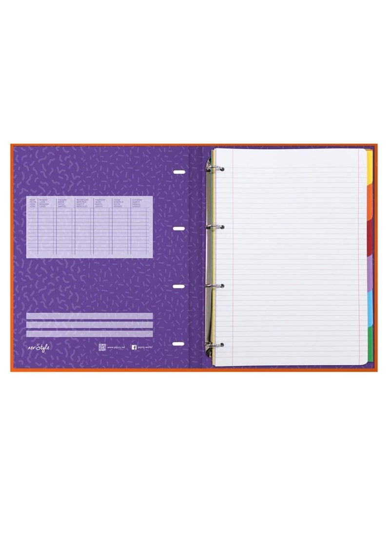 Pajory School Folder With 50F Refill, 80 G, With Dividers, Neo:Style, A4 L/E 4 Ring,Assorted Designs, 24700224705