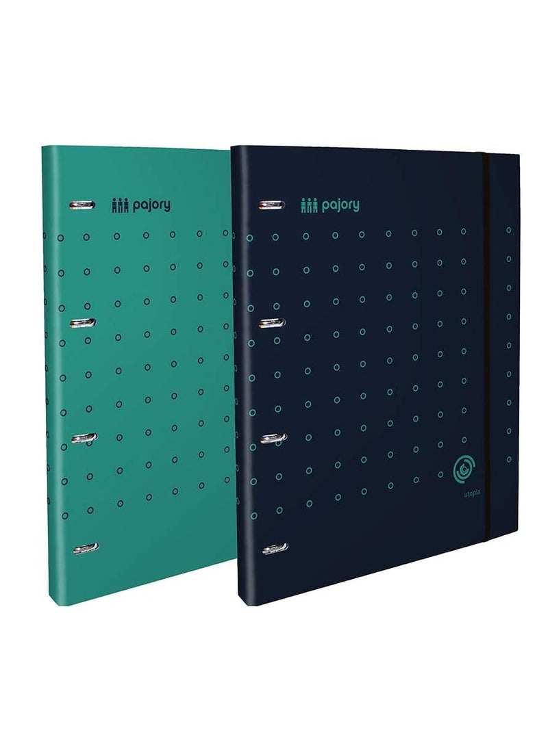 Pajory School Folder With 50F Refill, 80 G, With Dividers, Neo:Style, A4 L/E 4 Ring,Assorted Designs, 24700224705