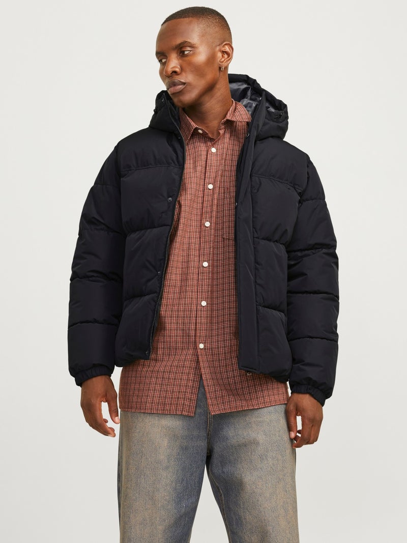 Jack Jones Jjebradley Puffer Hood Mr. Men's Black Coat 12256974-02 - Image 1
