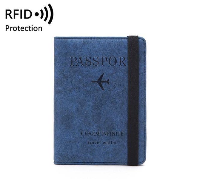 Linist حافظة جواز السفر، محفظة حجب RFID، حافظة مستندات السفر من جلد PU، حافظة بطاقات، ملحقات سفر للنساء والرجال (أزرق) - Image 2