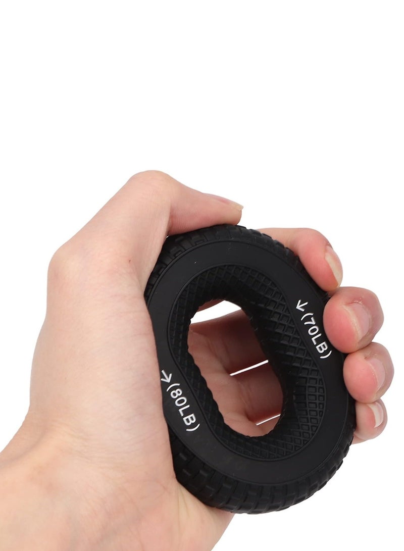 Generic 1pc Grip Exercise Ring,70 to 80LB Hand Grip Strengthener Soft Silicone Portable Tire Texture Forearm Finger Exerciser Grip Strength Trainer Ring Black  - Image 1