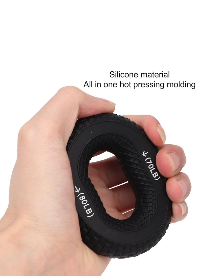 Generic 1pc Grip Exercise Ring,70 to 80LB Hand Grip Strengthener Soft Silicone Portable Tire Texture Forearm Finger Exerciser Grip Strength Trainer Ring Black  - Image 3