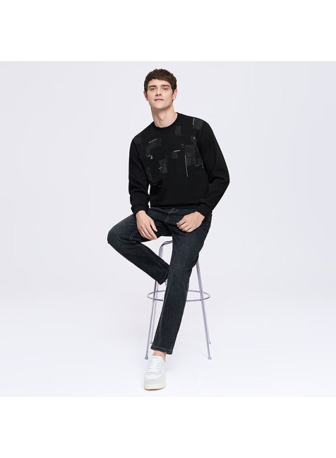Dancing Wolves [heat Retention & Fleece Lining For Antibacterial Effect] Trendy Printed Versatile Round Neck Warm Sweatshirt For Men, 001 Black, XL - Image 2