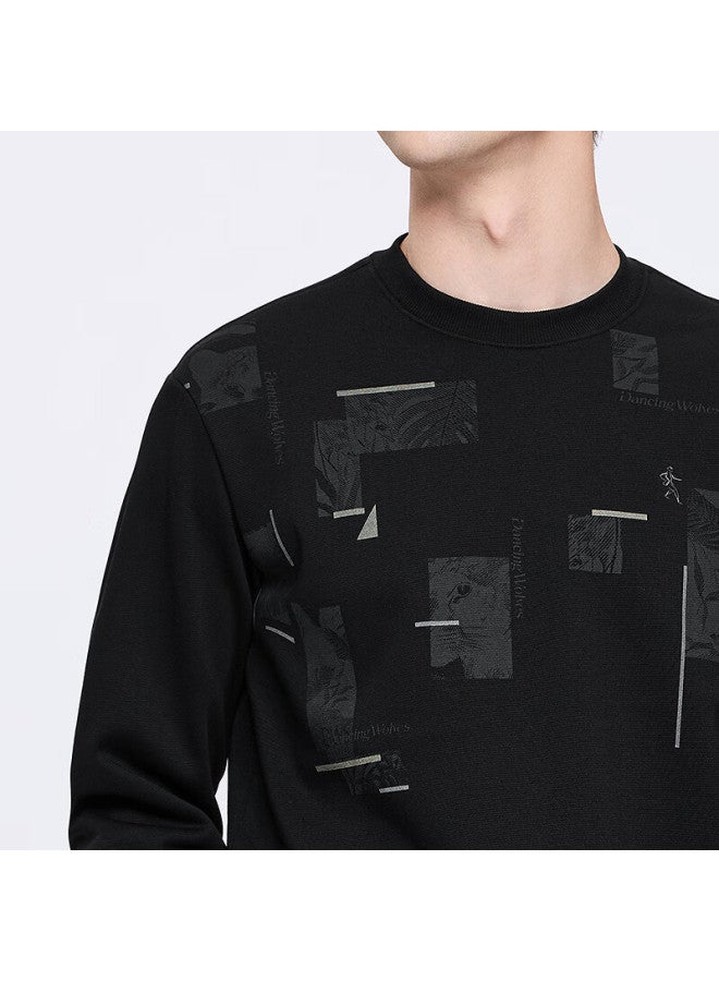 Dancing Wolves [heat Retention & Fleece Lining For Antibacterial Effect] Trendy Printed Versatile Round Neck Warm Sweatshirt For Men, 001 Black, XL - Image 3