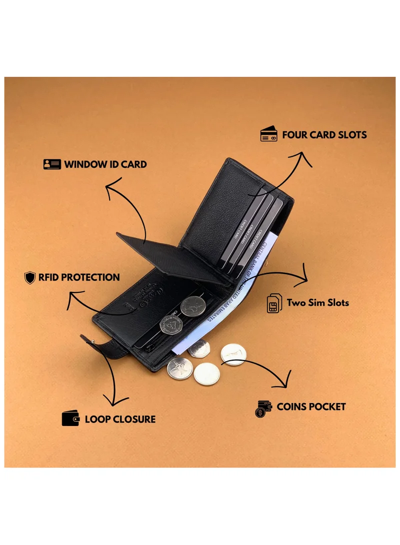 Classic Milano Black Brown (CMGT-12) Classic Milano Men’s Wallet – Slim Bifold Leather Wallet for Men with RFID Blocking – Credit Card Holder & Card Wallet – Stylish Mens Purse – Gift for Husband, Father & Men for Men | Best Price UAE