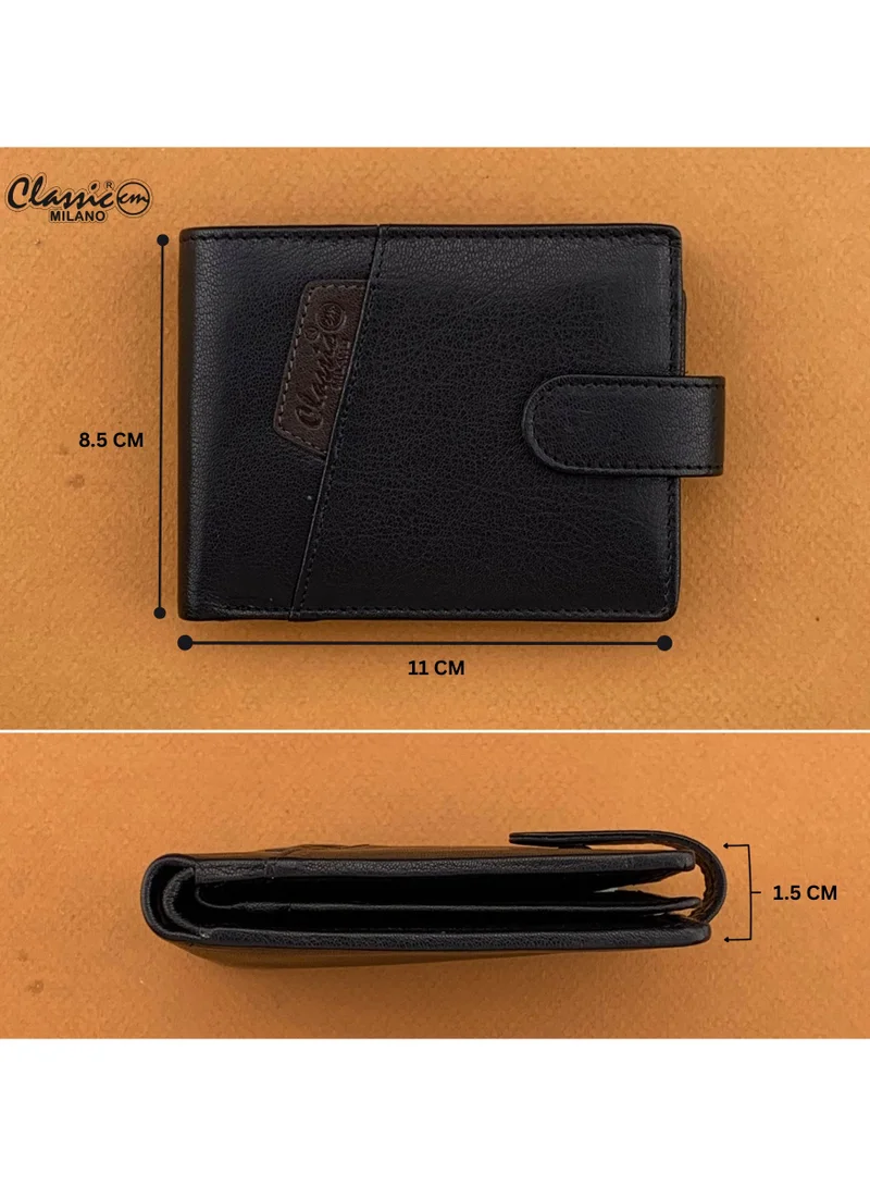 Classic Milano Black Brown (CMGT-12) Classic Milano Men’s Wallet – Slim Bifold Leather Wallet for Men with RFID Blocking – Credit Card Holder & Card Wallet – Stylish Mens Purse – Gift for Husband, Father & Men for Men | Best Price UAE