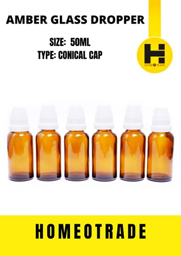HOMEOTRADE HOMEOTRADE 50ML Amber Coloured Glass Bottle With Inner Dropper White Conical Cap pack of 10  - Image 3