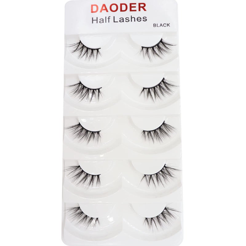 DAODER False Eyelashes Half Lashes Wispy Cat Eye Faux 3D Mink Natural Look Soft Handmade Wispies 715mm for Makeup 5 Pairs Half Lashes 04