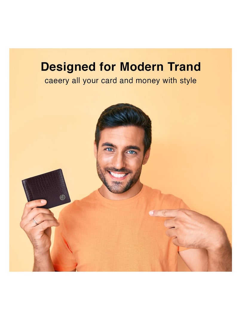 HAMMONDS FLYCATCHER Leather Wallets for Men, Croc Brown - RFID Protected Leather Wallet for Men - Mens Wallet with 6 Credit/Debit Card Slots - Purse for Men - Gift for Him (J7SK) - Image 2