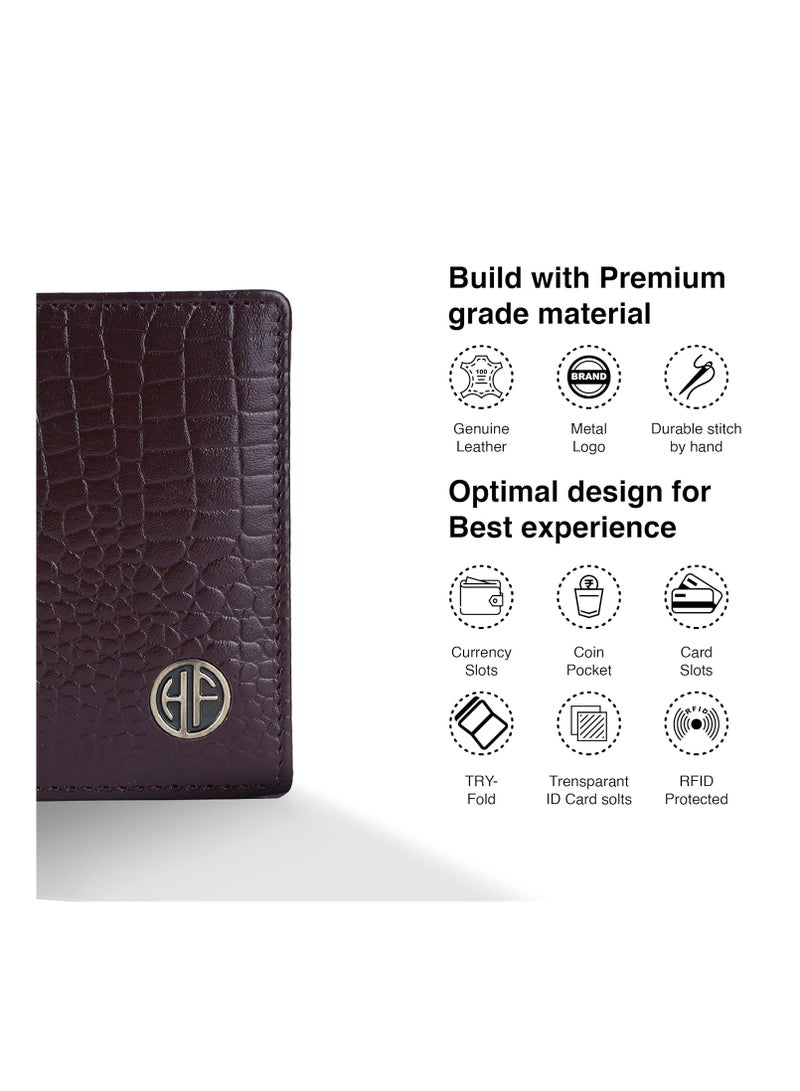HAMMONDS FLYCATCHER Leather Wallets for Men, Croc Brown - RFID Protected Leather Wallet for Men - Mens Wallet with 6 Credit/Debit Card Slots - Purse for Men - Gift for Him (J7SK) - Image 3