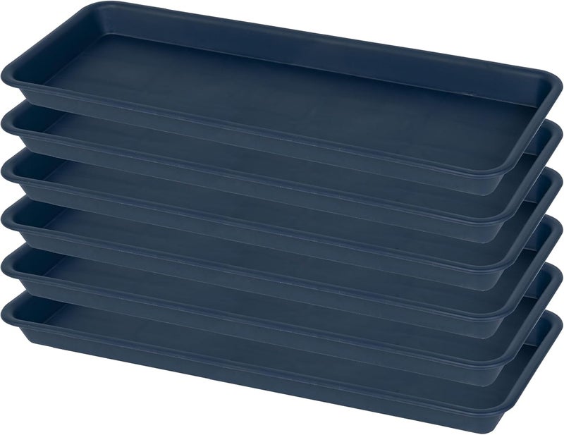 VUWEZ 6 Pack of Plastic Plant Tray Saucer Rectangular, Planter Trays Saucers for Indoors Outdoor, Plant Water Drip Tray for Flower Pot Planter, Windowsill Trays (6.5 X 13 Inch, Blue) - Image 1