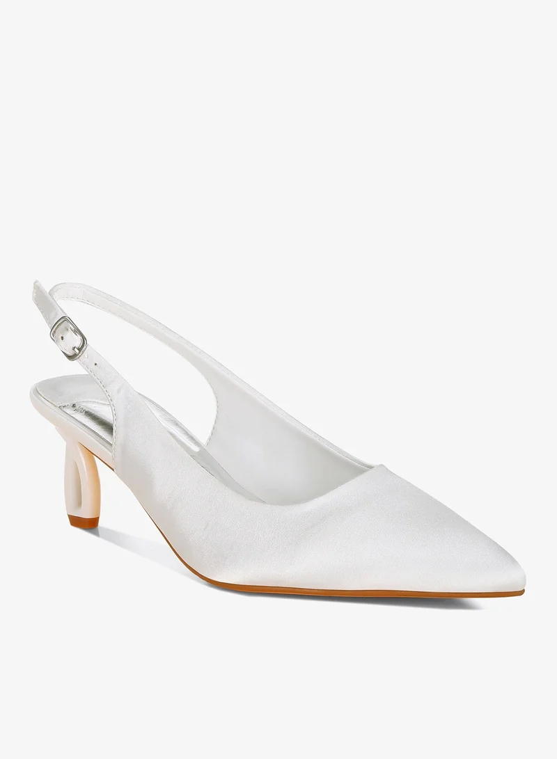 London Rag WHITE Satin Pointed Toe Slingbacks in White for Women | Best Price UAE