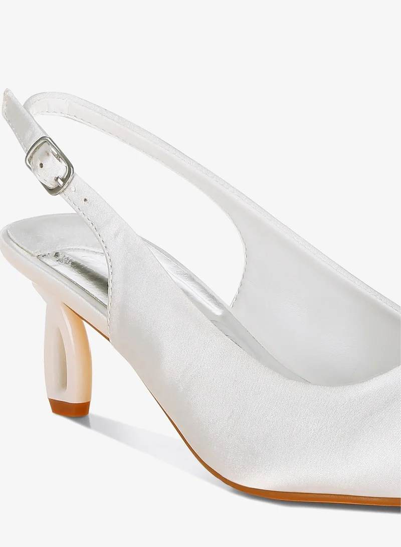 London Rag WHITE Satin Pointed Toe Slingbacks in White for Women | Best Price UAE
