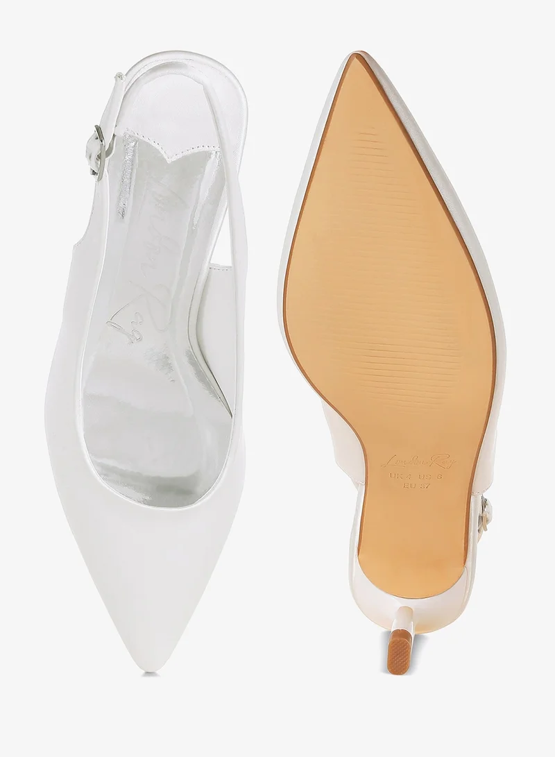 London Rag WHITE Satin Pointed Toe Slingbacks in White for Women | Best Price UAE