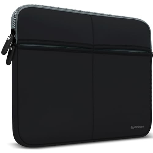AirCase 14 Inch Premium Laptop Sleeve, Designer, Suave, 6-MultiUtility Pockets (Black) - Image 1