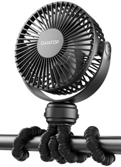 Gaiatop Portable Clip-On Baby Stroller Fan with 360° Rotation - 3-Speed USB Rechargeable Mini Desk Fan, 2000mAh Battery Operated for Baby, Home Office & Outdoor Travel, Black  - Image 1