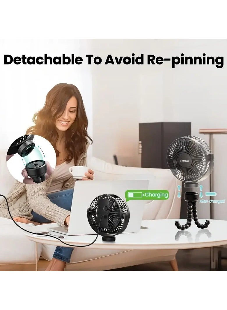 Gaiatop - Portable Baby Stroller Fans, Rechargeable Fan, Clip On Fan with 3-Speed Adjustment for Stroller and Car Seat - Image 1
