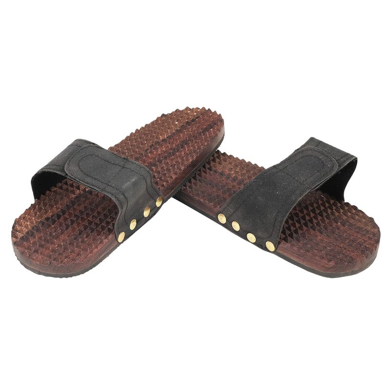 Masterarts Wooden Slippers Foot Slipper Massager Massage Tool For Foot Acupressure Massager Sharp Pointed Massager For Men Women In Pure Shisham Wood - Image 1