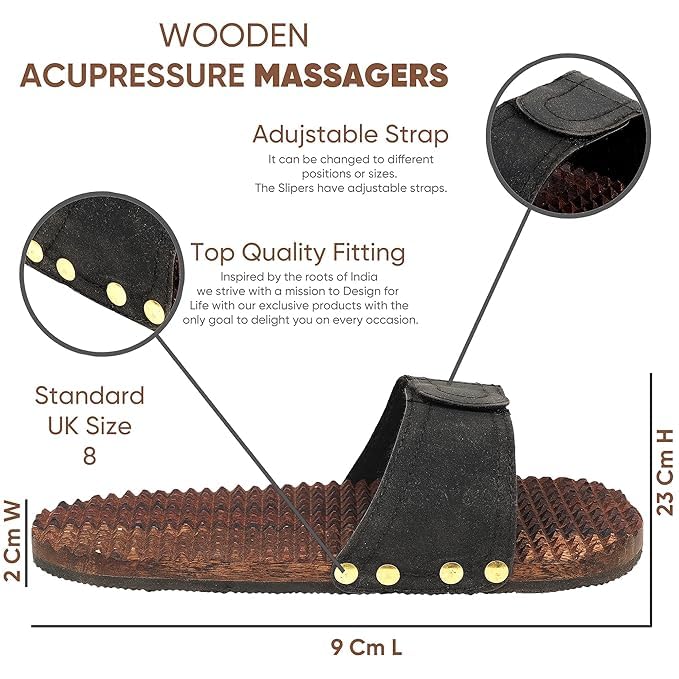 Masterarts Wooden Slippers Foot Slipper Massager Massage Tool For Foot Acupressure Massager Sharp Pointed Massager For Men Women In Pure Shisham Wood - Image 2