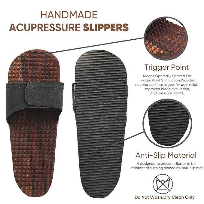 Masterarts Wooden Slippers Foot Slipper Massager Massage Tool For Foot Acupressure Massager Sharp Pointed Massager For Men Women In Pure Shisham Wood - Image 4