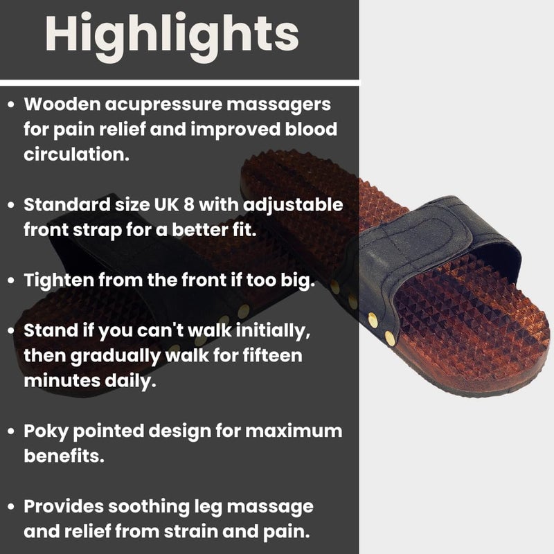 Masterarts Wooden Slippers Foot Slipper Massager Massage Tool For Foot Acupressure Massager Sharp Pointed Massager For Men Women In Pure Shisham Wood - Image 3
