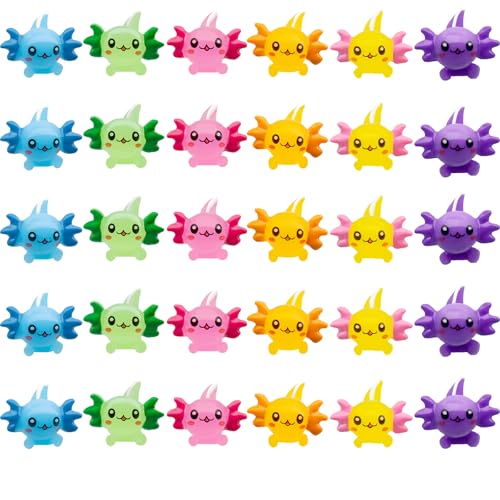 X Hot Popcorn 30PCS Mini Axolotl Colorful Mini Resin Axolotl Figurines Miniature Animal Figurines Ornament Charms Cute Cake Topper for DIY Supplies Garden Decoration - Image 1