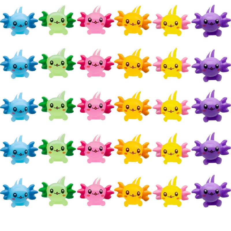 X Hot Popcorn 30PCS Mini Axolotl Colorful Mini Resin Axolotl Figurines Miniature Animal Figurines Ornament Charms Cute Cake Topper for DIY Supplies Garden Decoration - Image 3