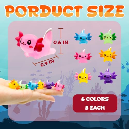 X Hot Popcorn 30PCS Mini Axolotl Colorful Mini Resin Axolotl Figurines Miniature Animal Figurines Ornament Charms Cute Cake Topper for DIY Supplies Garden Decoration - Image 5