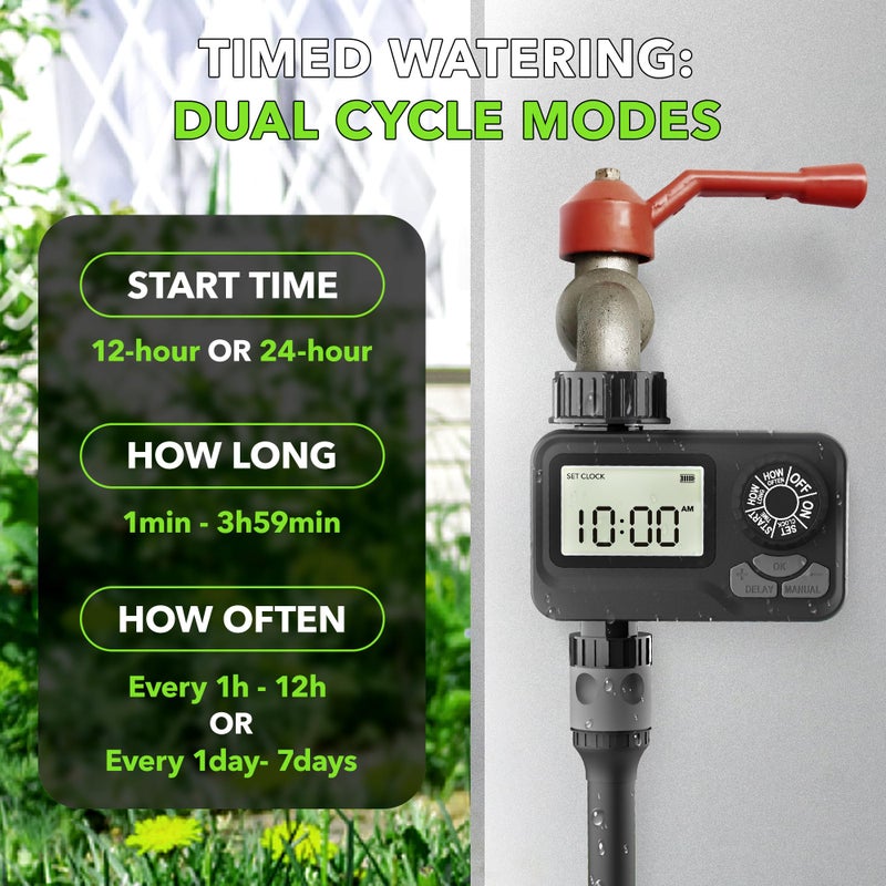 BN-LINK BN LINK Programmable Sprinkler Timer with Rain Delay â€“ Waterproof Digital Water Timer for Garden Hoses, Manual & Automatic Irrigation System, 1 Outlet - Image 2