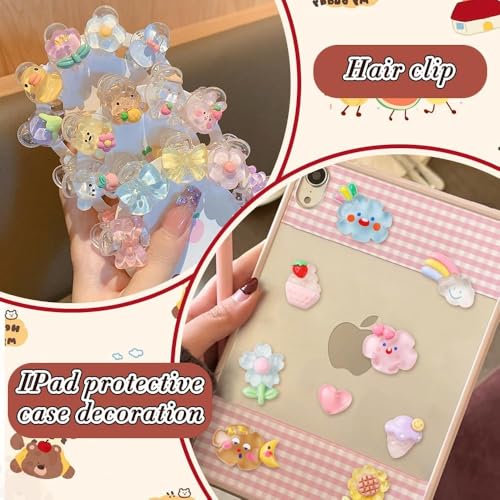 Daily Crafts 40 pcs, Kawaii 3D Resin Stickers for Kids Cute Flatback Resin Charms, Cartoon Charms Decorations for DIY Craft Phone Laptop Cases, DIY Embellishments for Slime and Crafts - Image 5