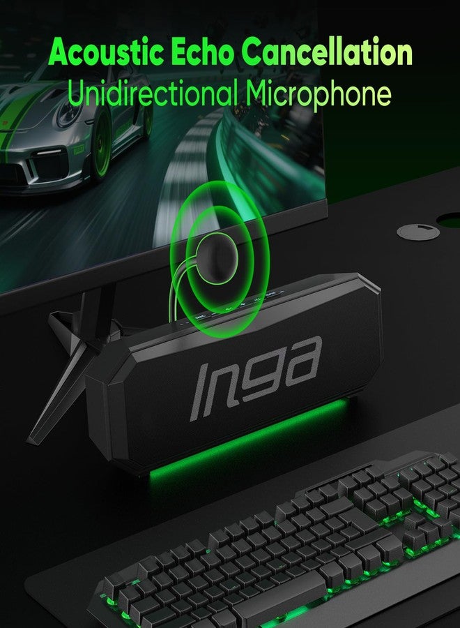 INGA Computer Speakers with Detachable Mic, Plug-and-Play USB Soundbar with Dynamic Lighting, Game/Music Modes, Compatible with PC, Laptop, PS5, Mac - Image 2