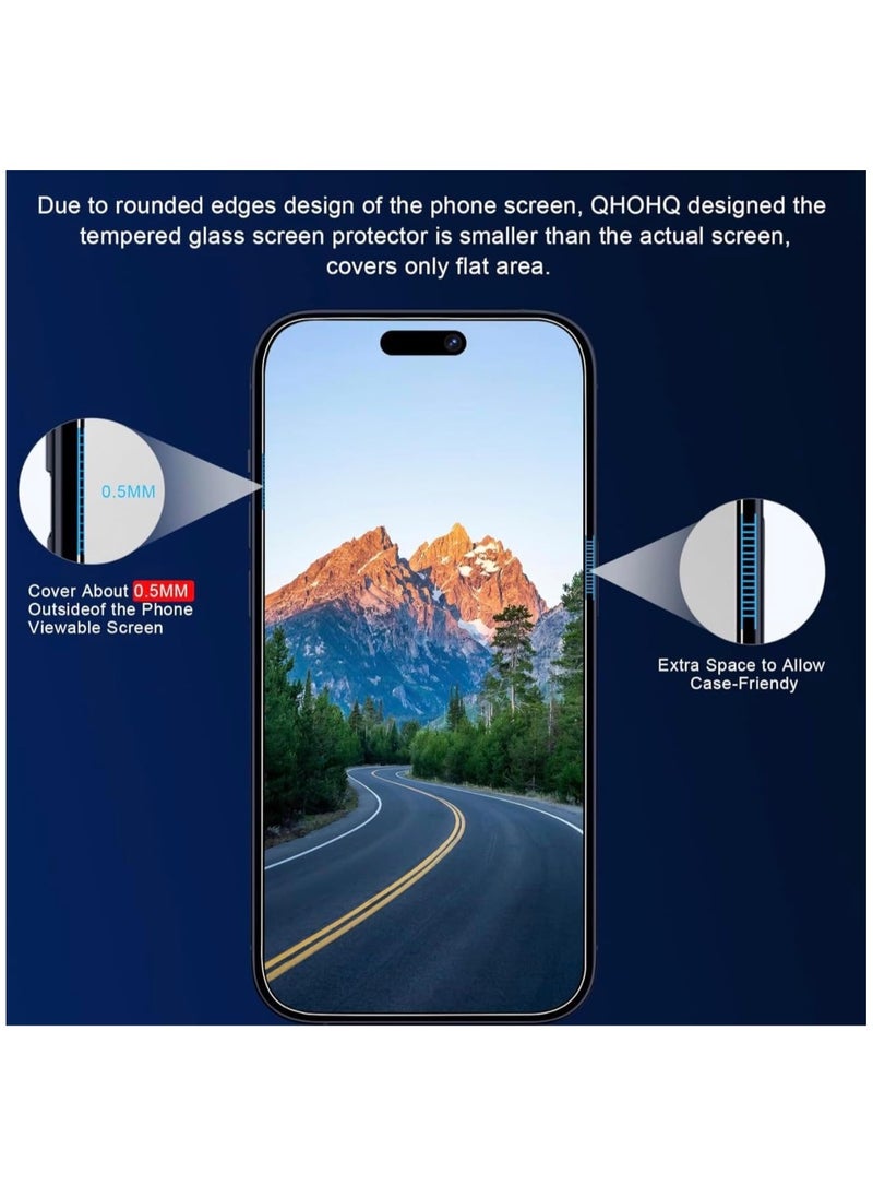 Arify-Tech Full Coverage Screen Protector for iPhone 15 Pro 6.1-Inch with Camera Lens Protector, Tempered Glass Film, HD Clear, 2-Pack Each  - Image 4