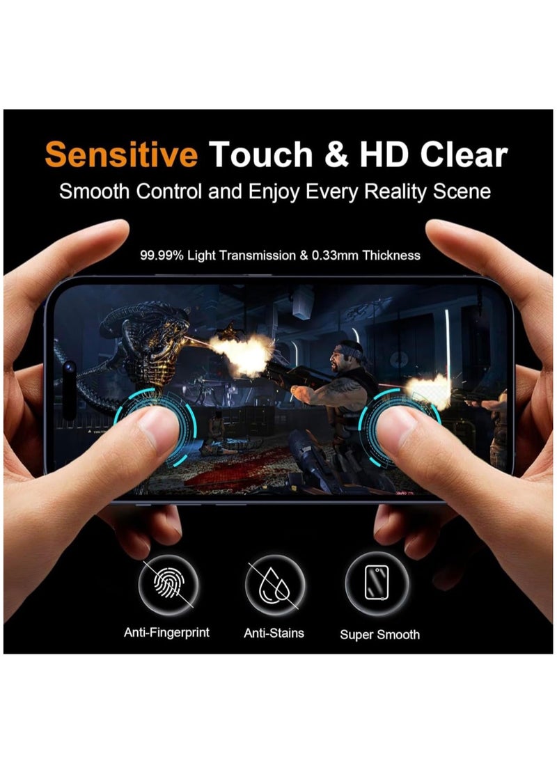Arify-Tech Full Coverage Screen Protector for iPhone 15 Pro 6.1-Inch with Camera Lens Protector, Tempered Glass Film, HD Clear, 2-Pack Each  - Image 5