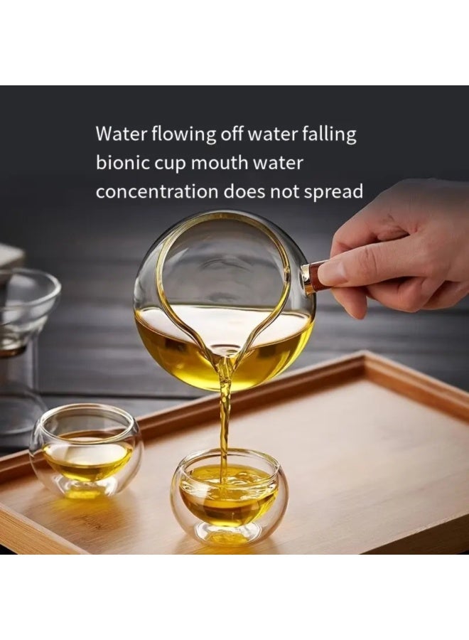 Glass Tea Pot Strainer with Wooden Handle, Borosilicate Glass , Loose Leaf Tea Strainer Heat Resistant Clear Strainer with Wooden Handle 360ml - Image 3