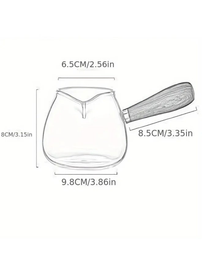 Glass Tea Pot Strainer with Wooden Handle, Borosilicate Glass , Loose Leaf Tea Strainer Heat Resistant Clear Strainer with Wooden Handle 360ml - Image 4