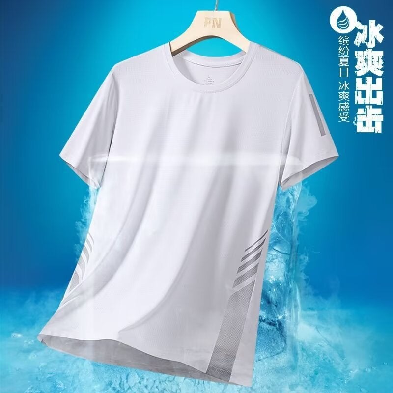 Short-Sleeved T-Shirt Men'S Summer Ice Silk All-Match Half-Sleeved Men'S Casual Plus Size T-Shirt Men'S Quick-Drying Loose Top T-Shirt - Image 1